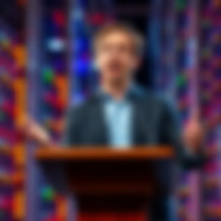 Sam Altman speaking at a podium about American dissatisfaction with data centers