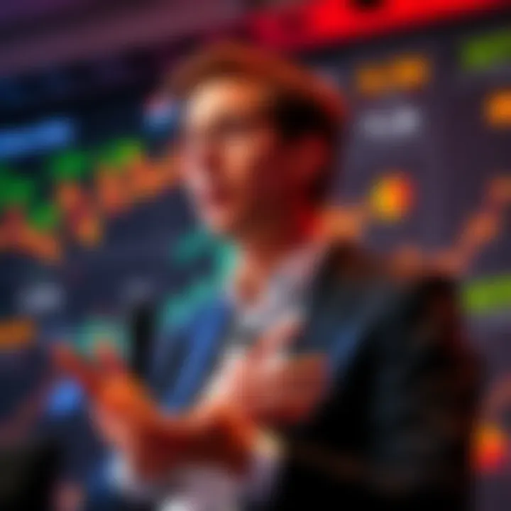 Sam Altman speaking at a conference about the DoW deal, with a backdrop of technology graphics and investment charts.