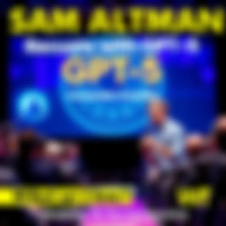 Sam Altman speaking at a conference about OpenAI's mistakes with GPT-5 and future plans for investment.