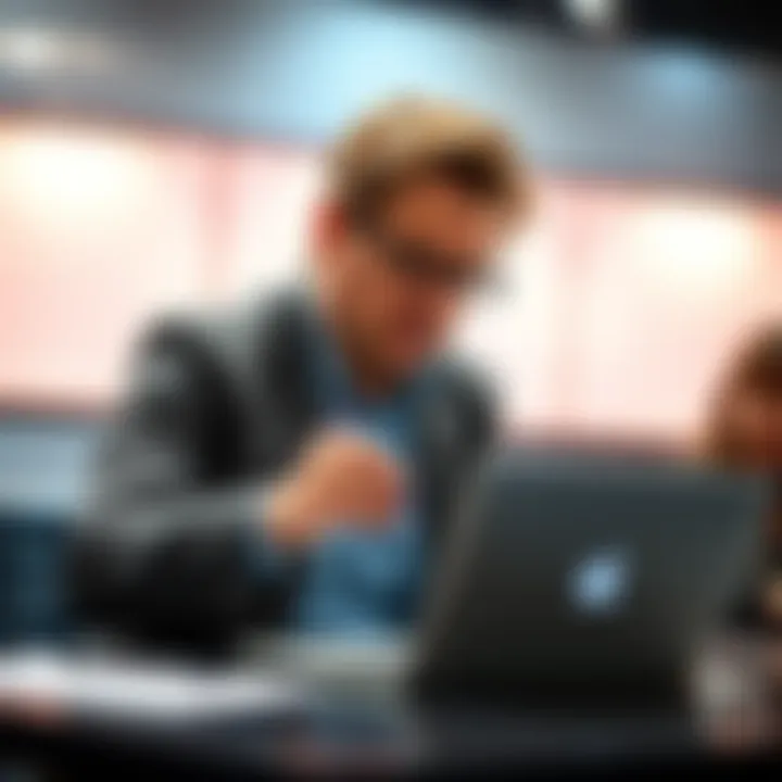 Sam Altman signing a MacBook during an interview, with a focused expression