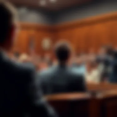Sam Altman sitting in the witness stand, giving testimony during the trial against Elon Musk. The courtroom is filled with spectators and media.