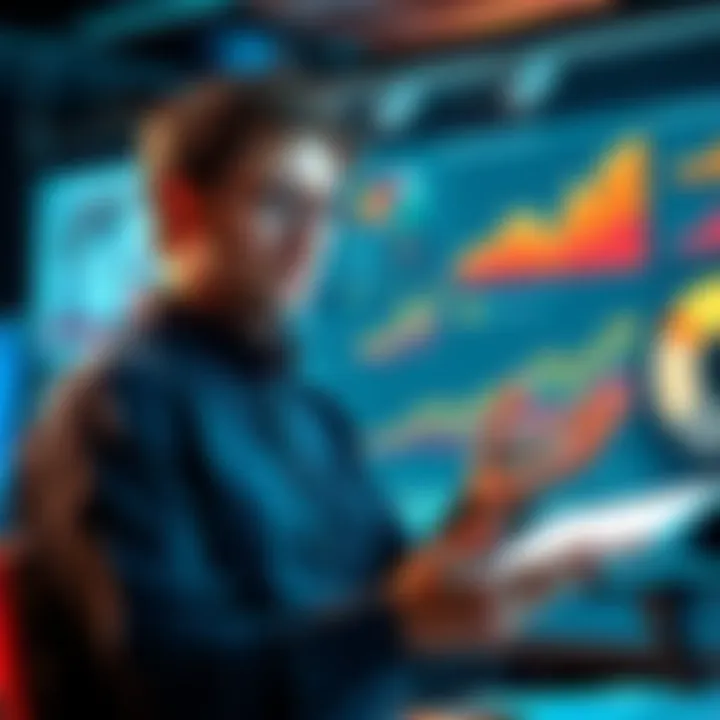 A person named Sam talking about trends with charts and graphs around them, highlighting predictions and insights about current hype