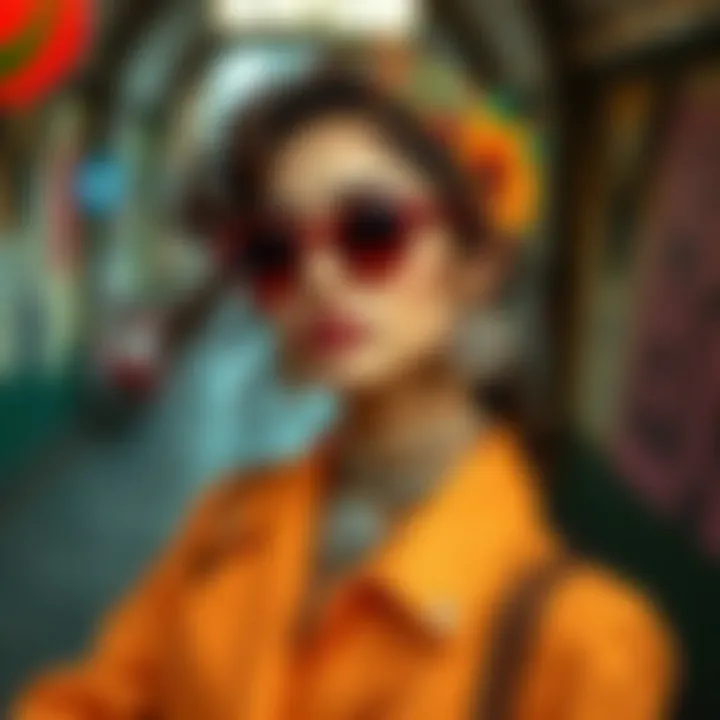Sariah models a throwback outfit with vintage style elements, showcasing bright colors and classic accessories