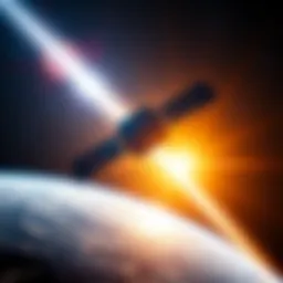 A satellite in space reflecting sunlight towards Earth, illuminating the night sky.