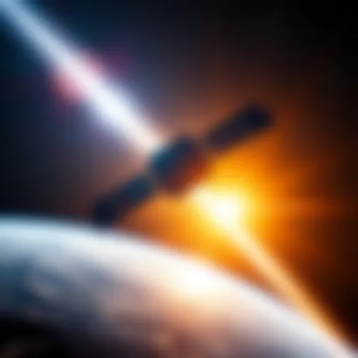 A satellite in space reflecting sunlight towards Earth, illuminating the night sky.