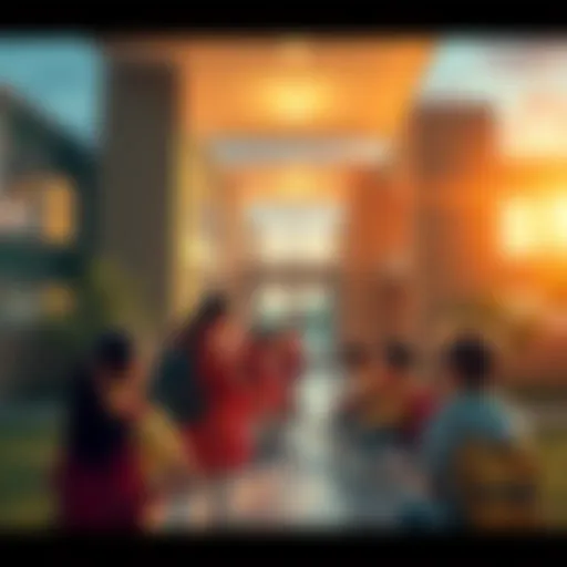 A school building with students practicing energy-saving techniques like turning off lights and unplugging devices, reflecting the county's push for electricity conservation in schools.