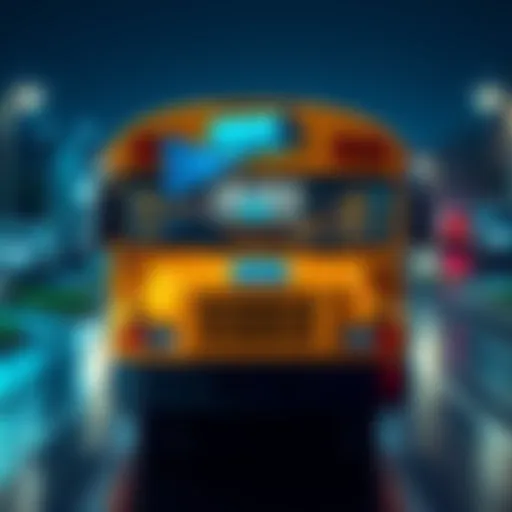 A school bus equipped with an AI video detection camera, showcasing technology used for monitoring student safety.