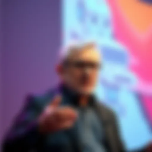 Martin Scorsese discussing the benefits of AI in movie storyboarding during a presentation