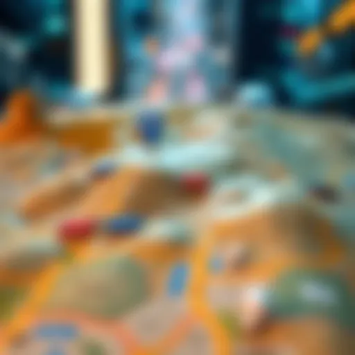 A visual showing a map with a scrolling feature highlighting moving images and graphics