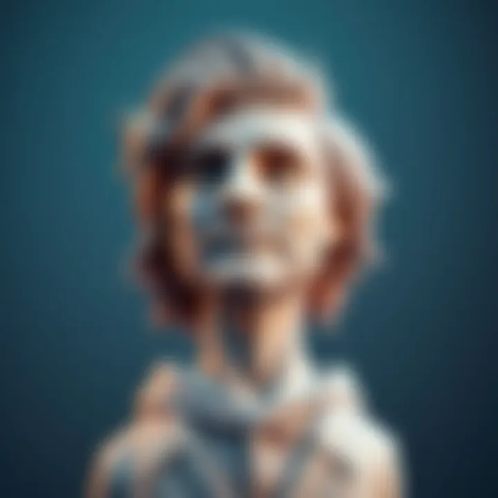 A detailed sculpture of Klaus, showcasing his hair and pants texture, created on a drawing tablet.