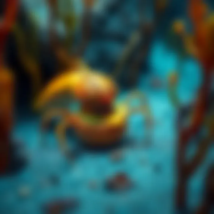Sea Roach Eating a Krabby Patty A sea roach munching on a cartoonish Krabby Patty on the ocean floor, surrounded by seaweed