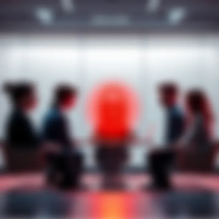 A group of examiners discussing ideas in a private chat forum, with a locked padlock symbol representing security.