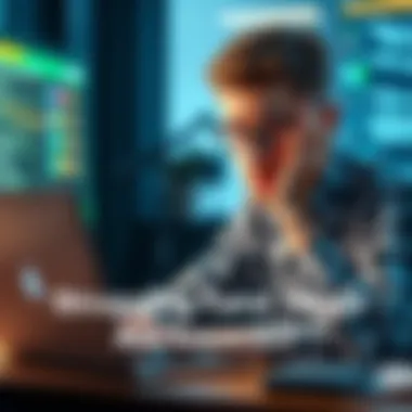 A frustrated person looking at a laptop with a puzzled expression, trying to find information on AGI creation.