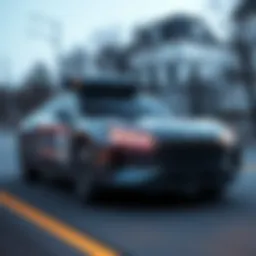 A sleek, futuristic self-driving car equipped with the BYD Xuanji A3 chip, showcasing advanced technology on the road.