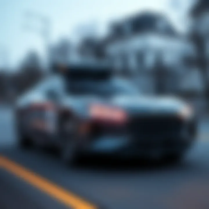A sleek, futuristic self-driving car equipped with the BYD Xuanji A3 chip, showcasing advanced technology on the road.
