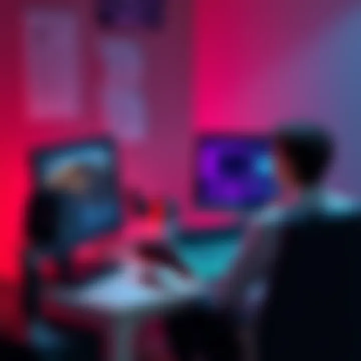 A person sitting at a desk with a personal computer, setting up an AI model, showing a DIY approach to self-hosting AI.
