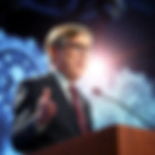 Senator Mark Warner Discusses AI Risks Senator Mark Warner speaking at a podium about artificial intelligence risks, showing mixed emotions of hope and concern.