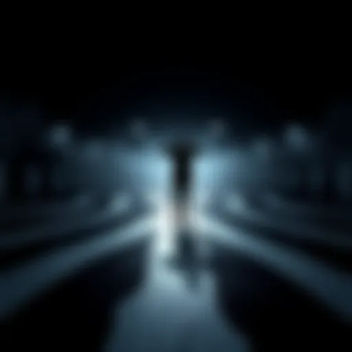 A person standing at a crossroads, surrounded by a mix of black and white paths, symbolizing complex choices.