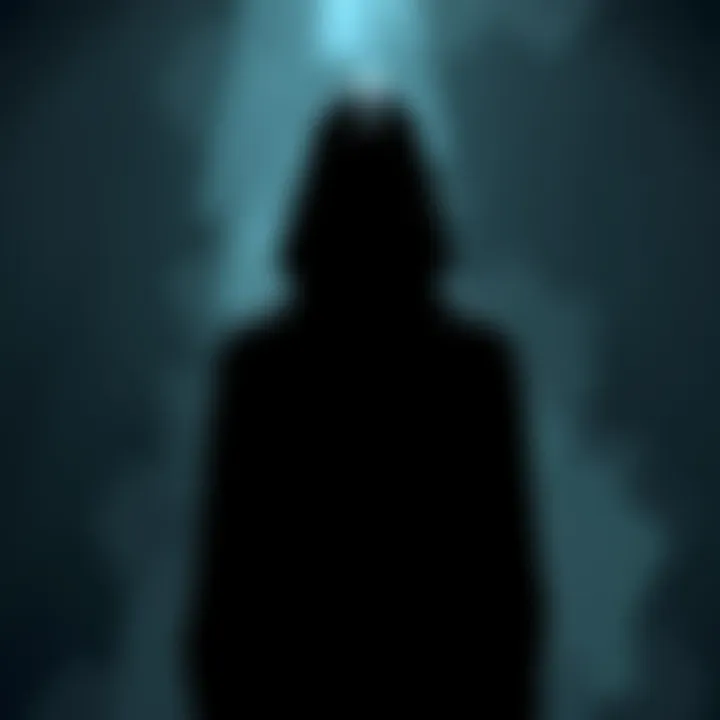 A shadowy figure standing in a dimly lit environment, symbolizing the concept of Phantom.