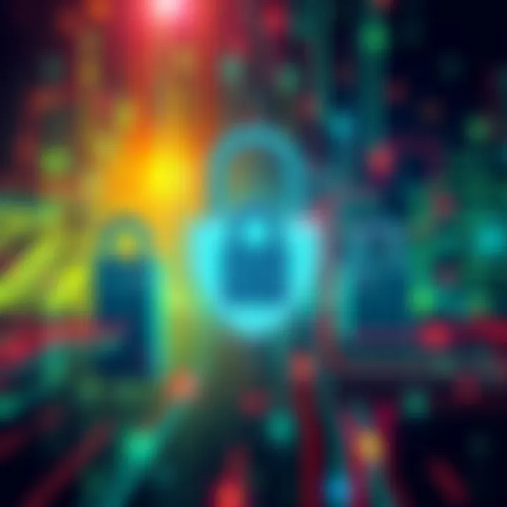 Illustration showing a visual representation of Signal's new post-quantum encryption system, highlighting enhanced security measures with digital locks and a quantum-themed background.