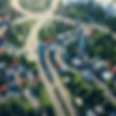 A scene of a Sim City game being built, showcasing cities, forests, and roads with AI features