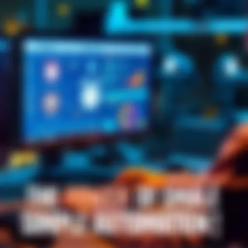A person using a computer with visible automation software on the screen, demonstrating time-saving features.