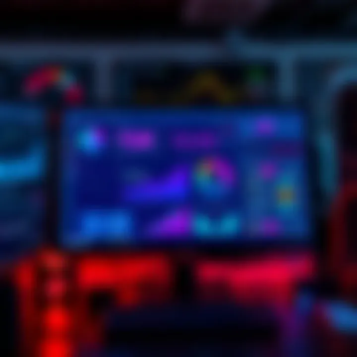 A collection of various simple AI tools displayed on a computer screen, showing graphs and automated tasks, representing productivity enhancement for small business owners.