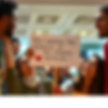 A person holding a sign with a heartfelt message, surrounded by friends sharing smiles and laughter.