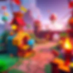 A visual representation of a game with simple graphics showing engaging gameplay mechanics and a vibrant, playful world.