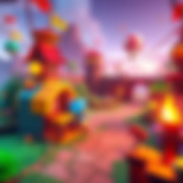 A visual representation of a game with simple graphics showing engaging gameplay mechanics and a vibrant, playful world.