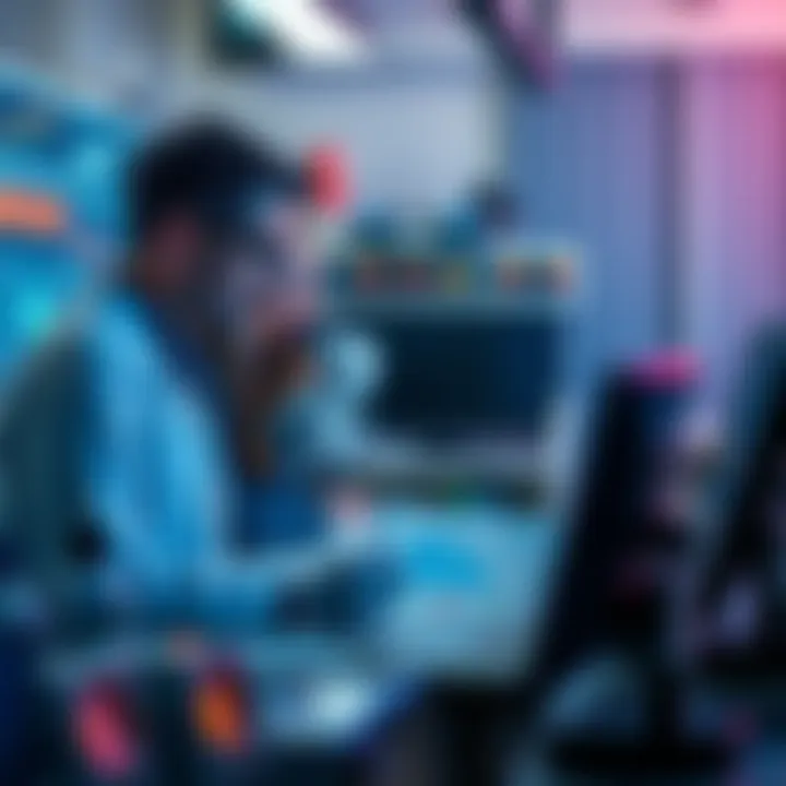 Researchers examining data and charts related to simulation issues in a lab setting.