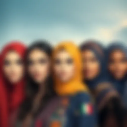 A collage of beautiful sisters representing different cultures and countries worldwide, showcasing their unique beauty and attire.