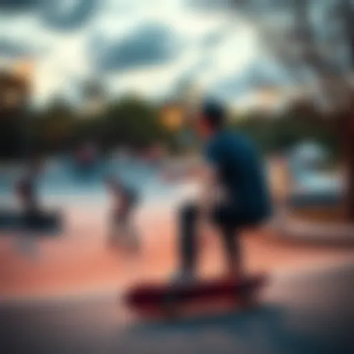Skaters attempting tricks and facing spills at the local skate park