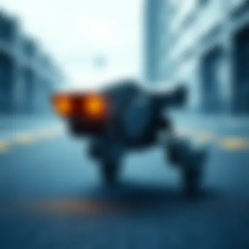 A futuristic robot utilizing advanced vision technology to navigate and move in a real-world environment, showcasing enhanced locomotion capabilities.
