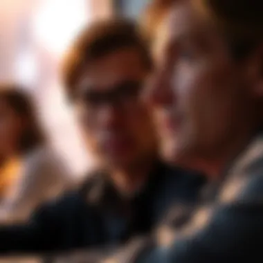 A person engaged in conversation, speaking slowly with a focused expression, while making eye contact