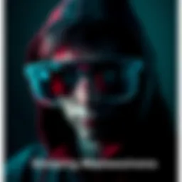 A pair of smart glasses with a shadowy figure in the background, symbolizing technology used for crime.