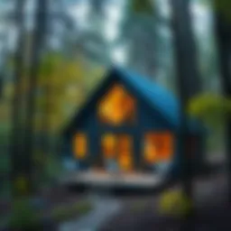 A cozy smart home surrounded by trees, showcasing modern technology and nature's beauty.