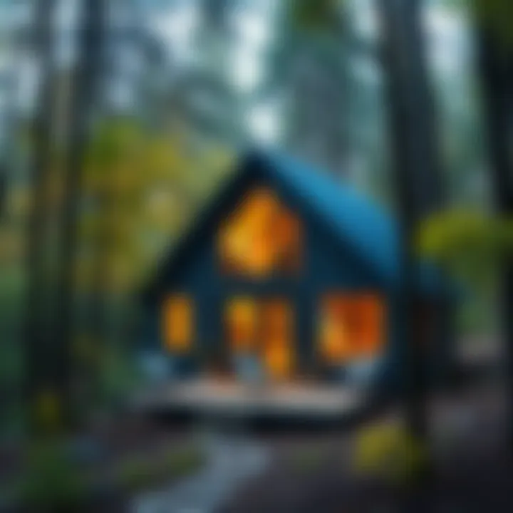 A cozy smart home surrounded by trees, showcasing modern technology and nature's beauty.