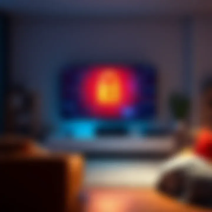 A Smart TV in a living room displaying data collection features, with a focus on privacy concerns