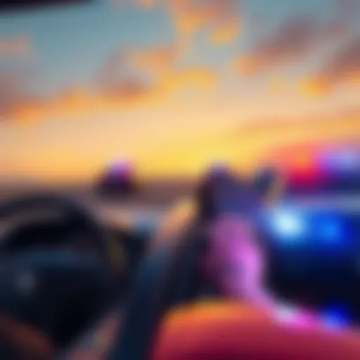 A player driving a fast car while evading police cars in a smuggling simulation game