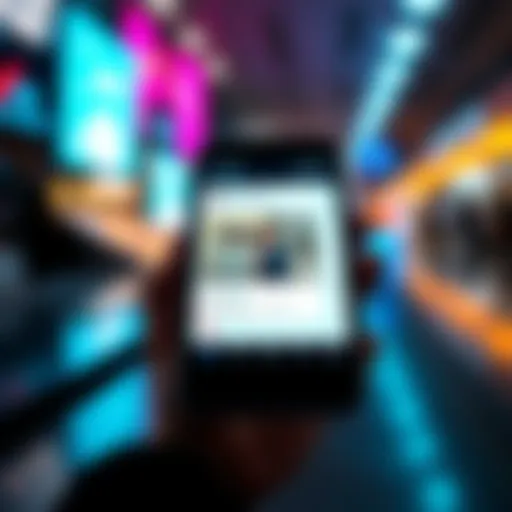 A close-up of a smartphone showing a social media post with a high number of likes and comments. The background is blurred, focusing on the screen interaction.
