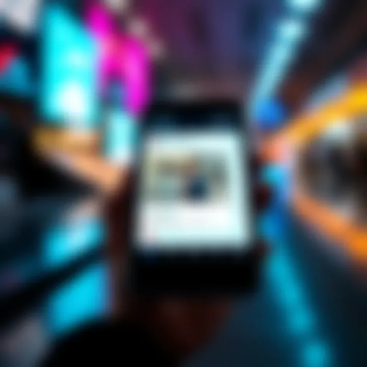 A close-up of a smartphone showing a social media post with a high number of likes and comments. The background is blurred, focusing on the screen interaction.