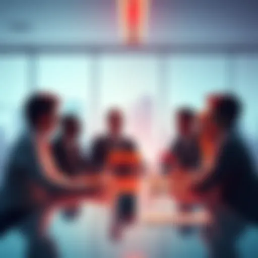A group of people discussing the impact of new regulations on social media platforms in a meeting setting.