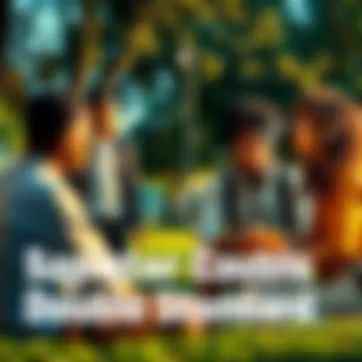 A group of diverse people discussing issues in a park, showing different perspectives on fairness and equality.