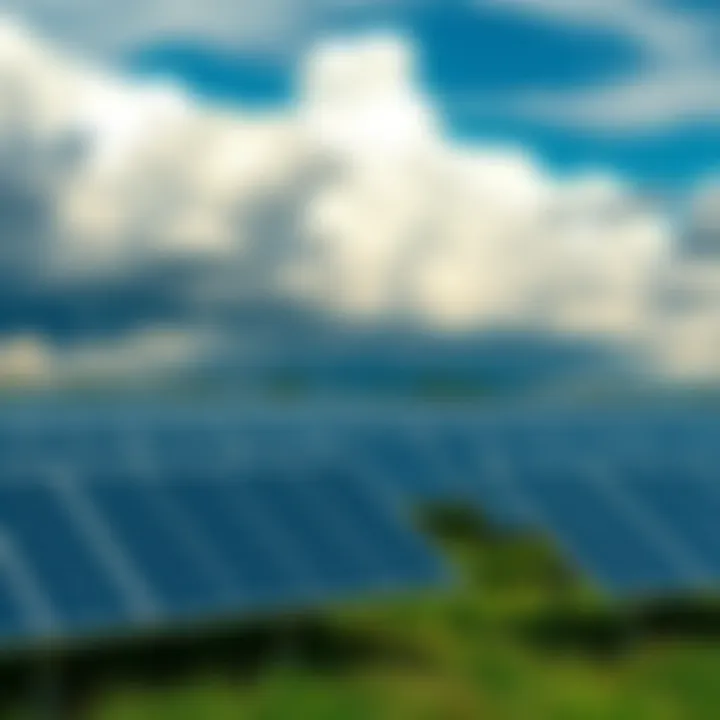 A field of solar panels under a cloudy sky, symbolizing uncertainty in the solar industry due to proposed budget changes