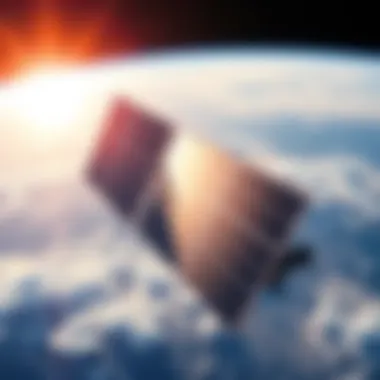 A view of solar panels deployed in space collecting sunlight from the sun and beaming energy to Earth