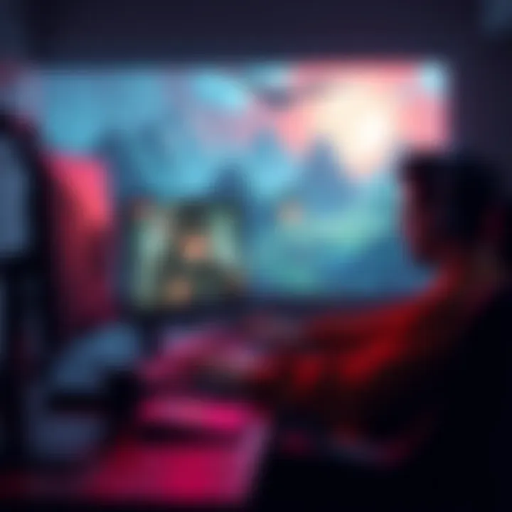 A solo game developer working on a computer, designing a 2D action RPG game