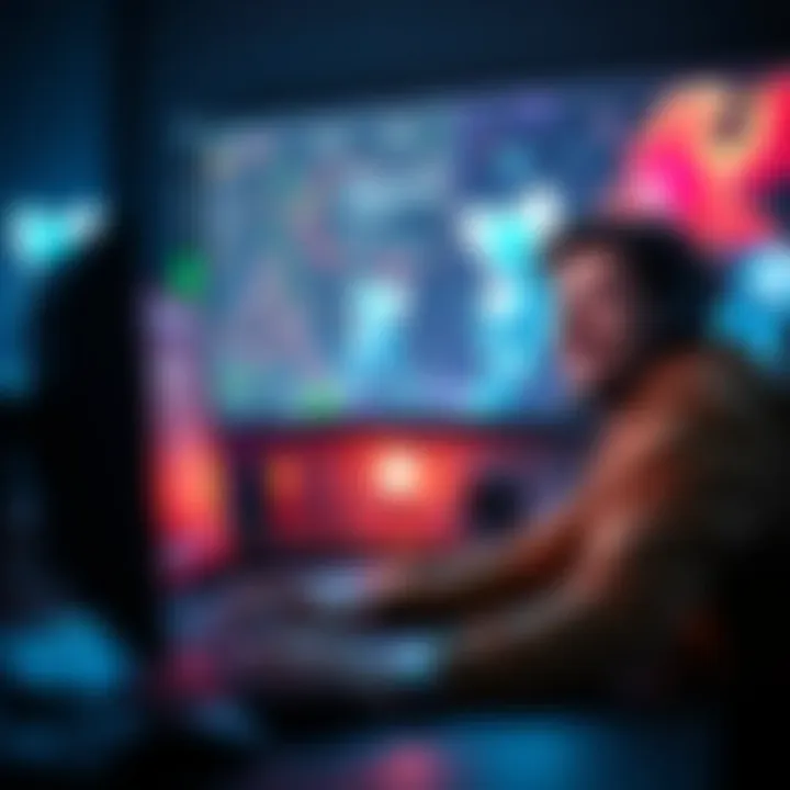 A solo game developer smiles while looking at their computer screen, showing excitement over their game's positive reception