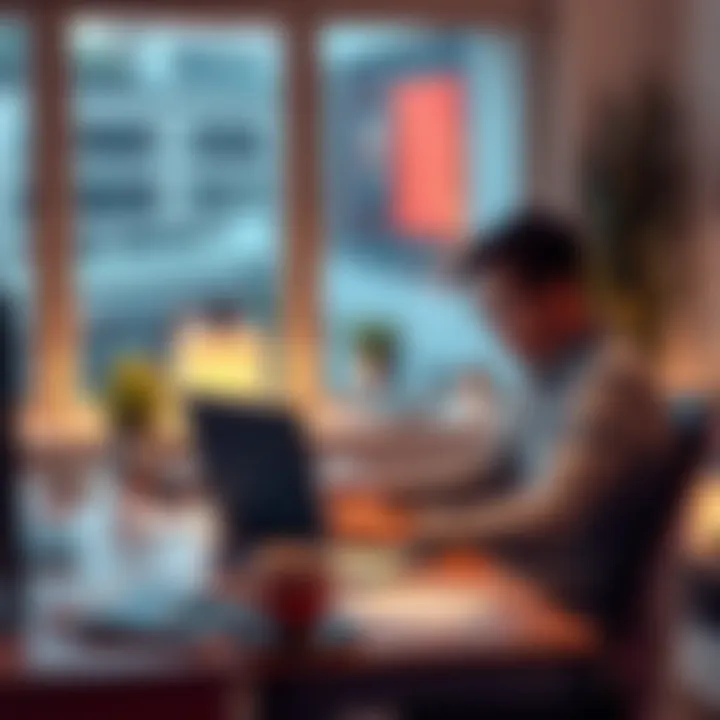 A person working alone in a modern home office, focused on a laptop with notes and coffee around them, representing the rise of one-person companies.