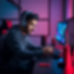 Ali, a solo game developer, focuses on coding at his desk while creating a 3D action-platformer in Unity with a Nintendo Switch nearby.